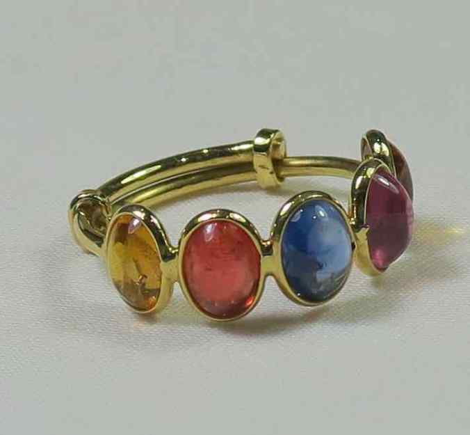 multi coloured sapphire adjustable ring in 18 carat gold at The sandalwood room