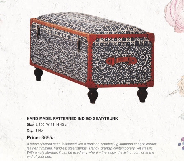 seat trunk handmade indigo patterned 
